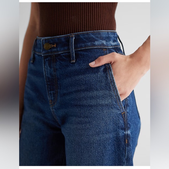 Express Mid Rise Dark Wash Baggy Tapered Jeans women’s NEW - Picture 3 of 5